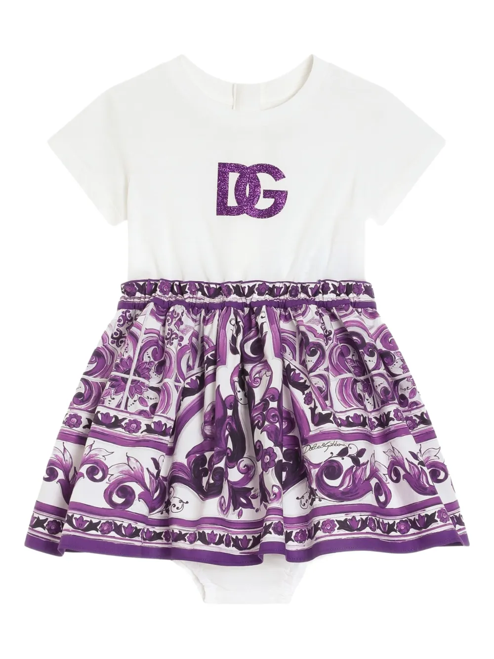 Dolce & Gabbana Kids マジョリカ ワンピース - ホワイト Dolce & Gabbana Kids マジョリカ ワンピース - ホワイト