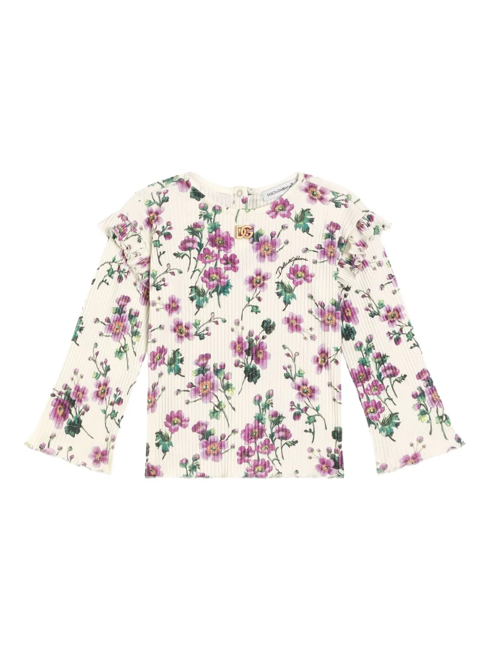Dolce & Gabbana Kids Top a fiori con ruches - Multicolore