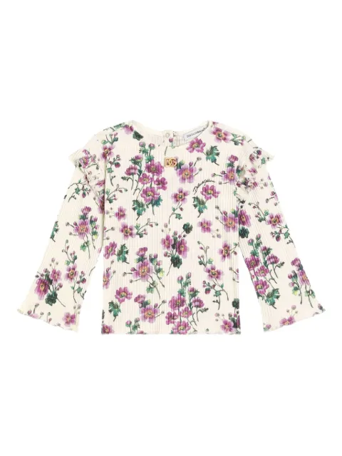 Dolce & Gabbana Kids floral-print ruffled top