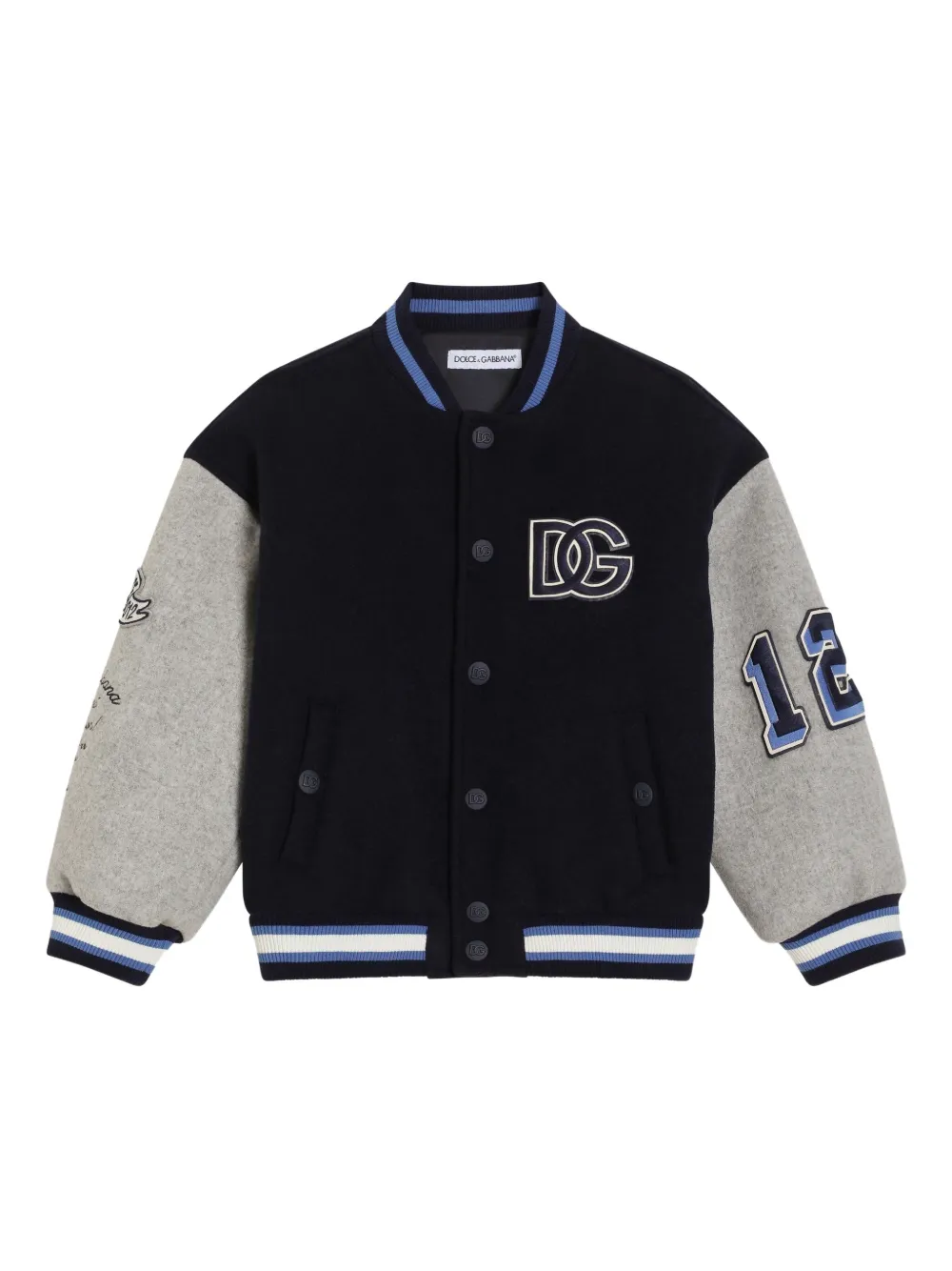 Dolce & Gabbana Kids Bomberjack met logo Blauw