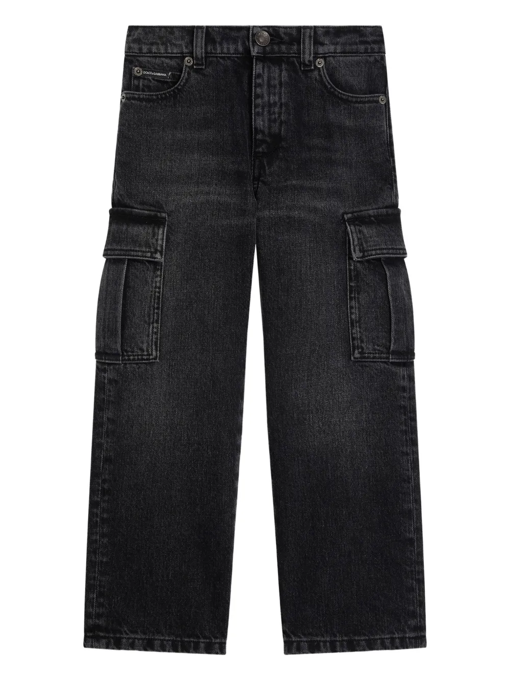 Dolce & Gabbana Kids Cargo jeans met logoplakkaat Zwart