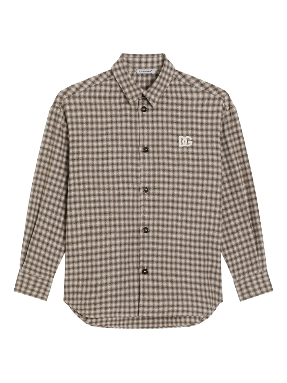 Dolce & Gabbana Kids Geruit shirt met logo Bruin
