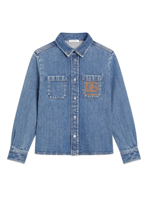 Dolce & Gabbana Kids embroidered-logo denim shirt
