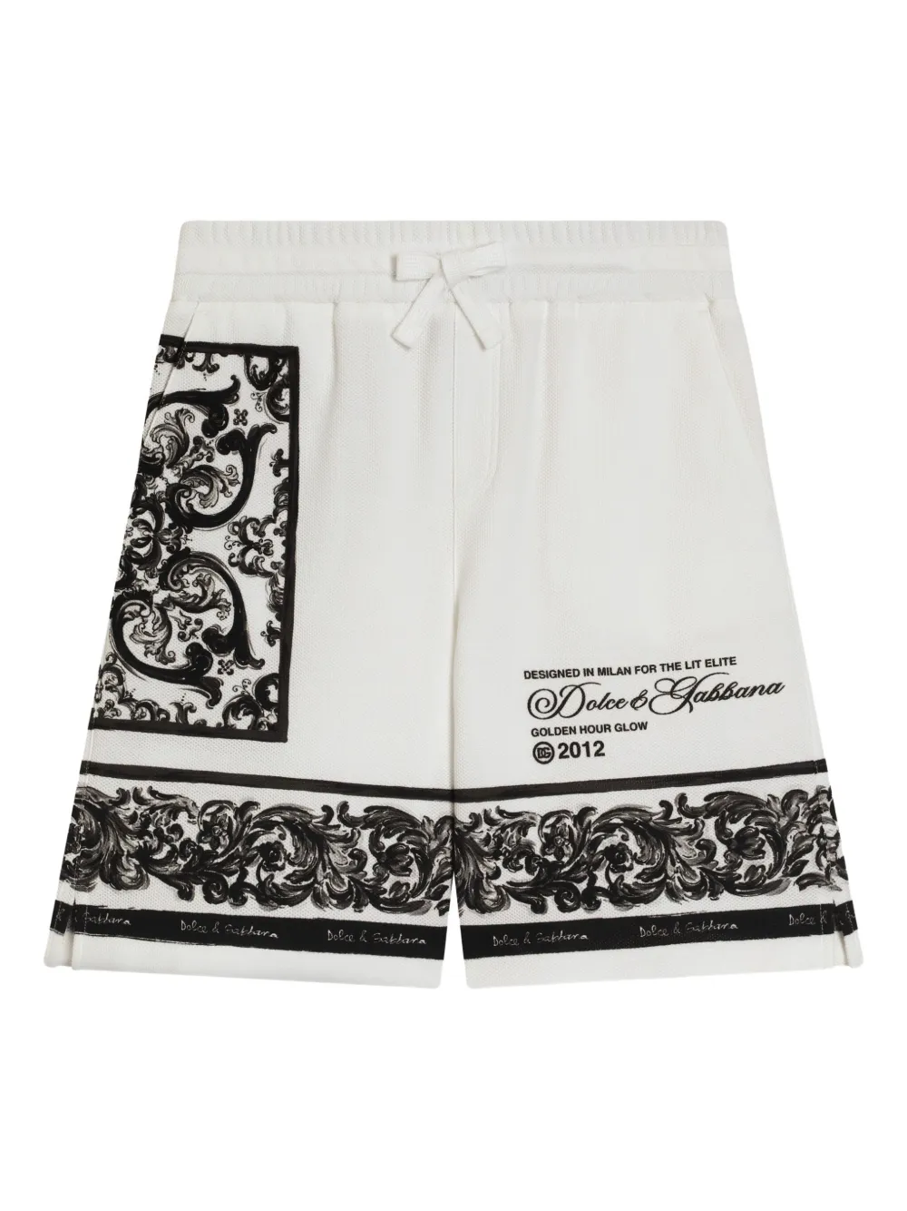 Dolce & Gabbana Kids マヨリカプリント ショートパンツ - ホワイト Dolce & Gabbana Kids マヨリカプリント ショートパンツ - ホワイト