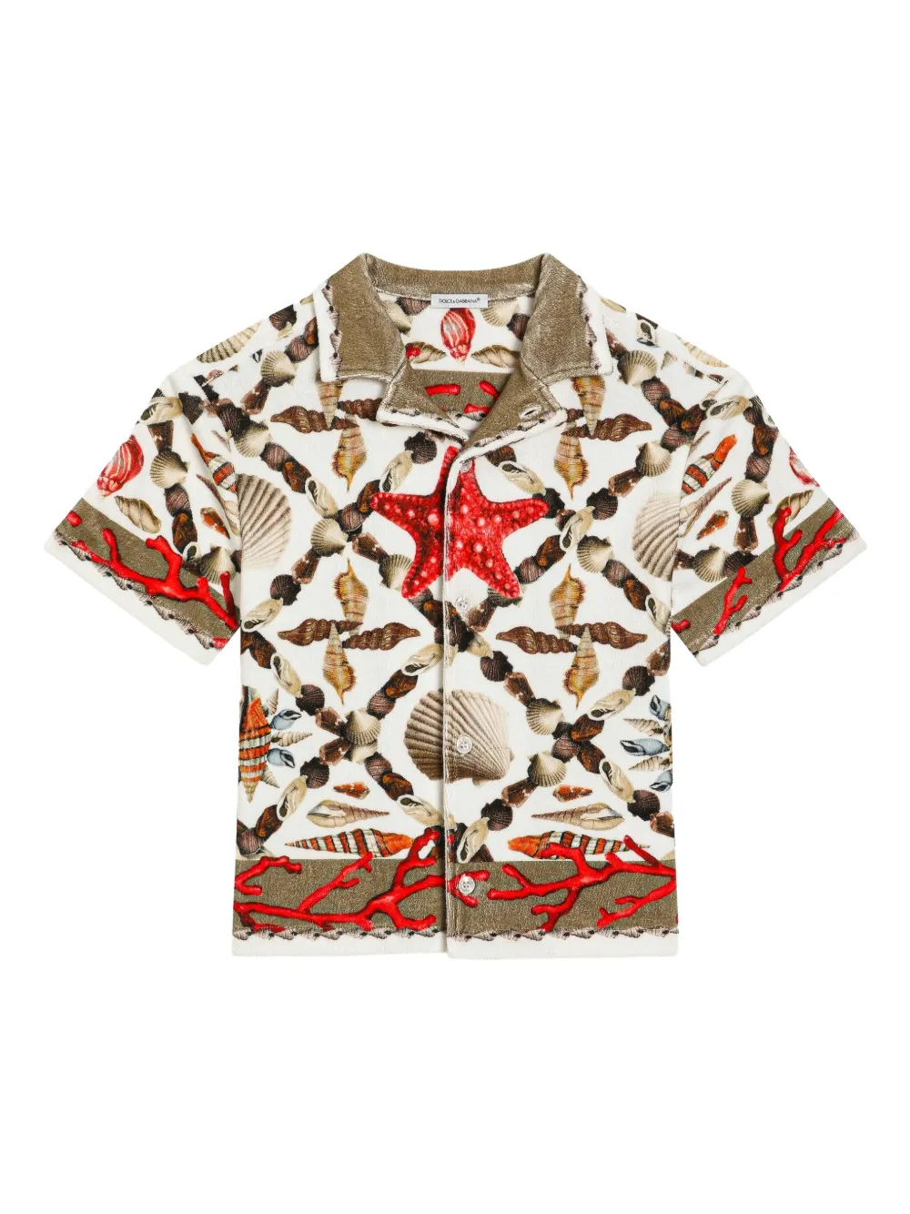 Dolce & Gabbana Kids Shirt met zeesterprint en korte mouwen Beige