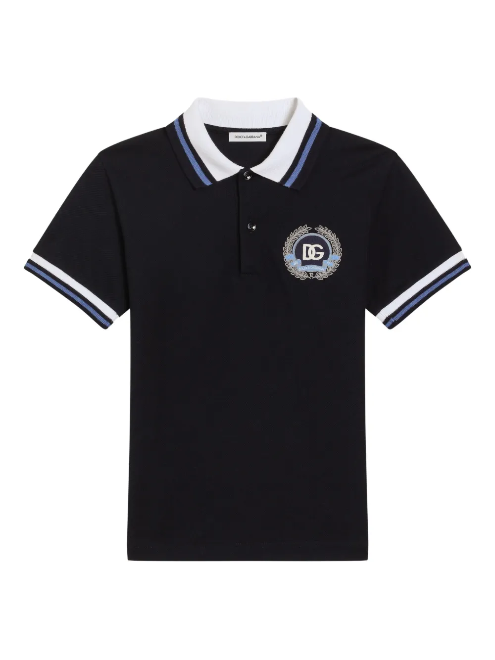 Dolce & Gabbana Kids embroidered-crest polo shirt | Blue | Image 1