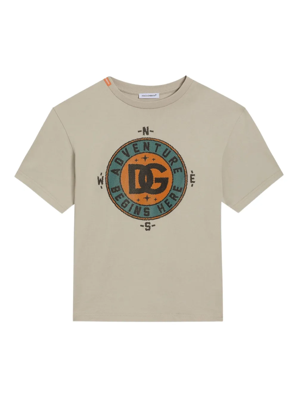 Dolce & Gabbana Kids T-shirt met kompas logo Beige