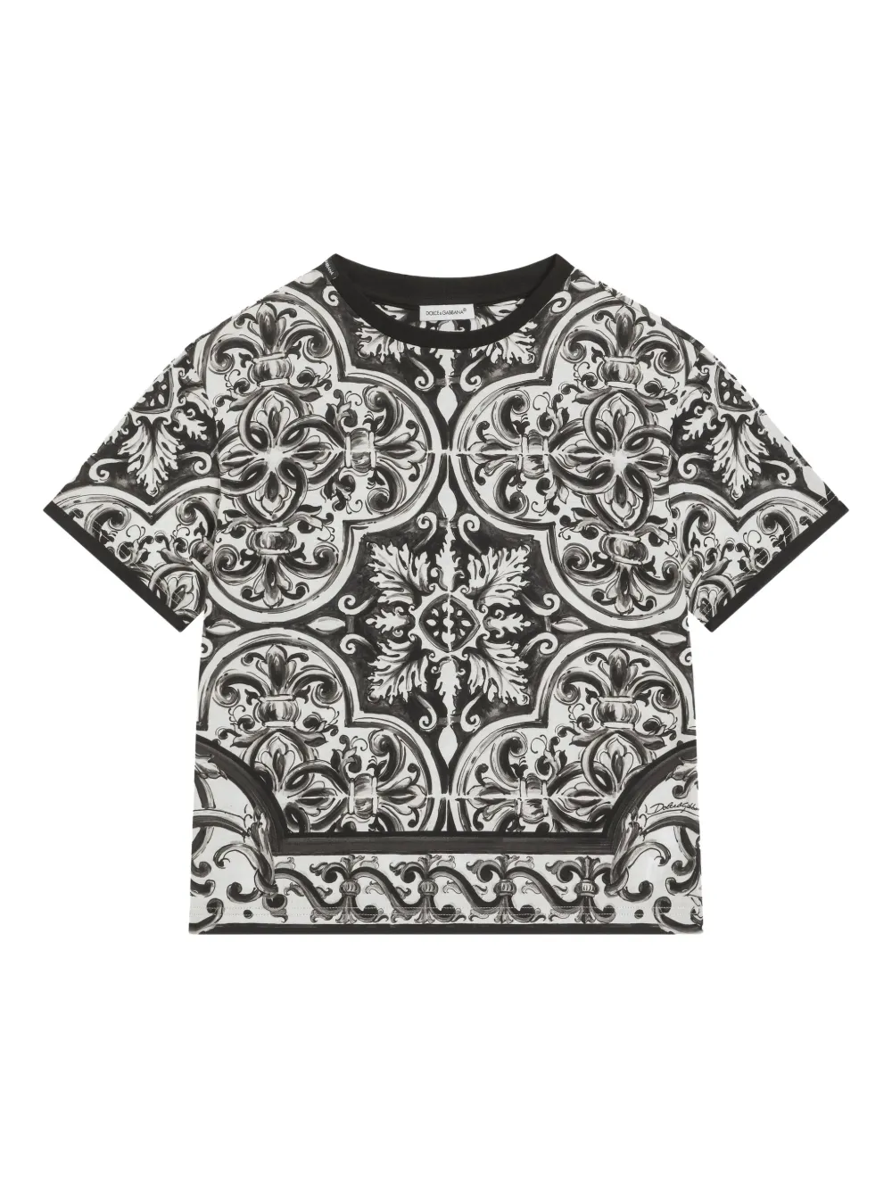 Dolce & Gabbana Kids T-shirt met Majolica-print Zwart