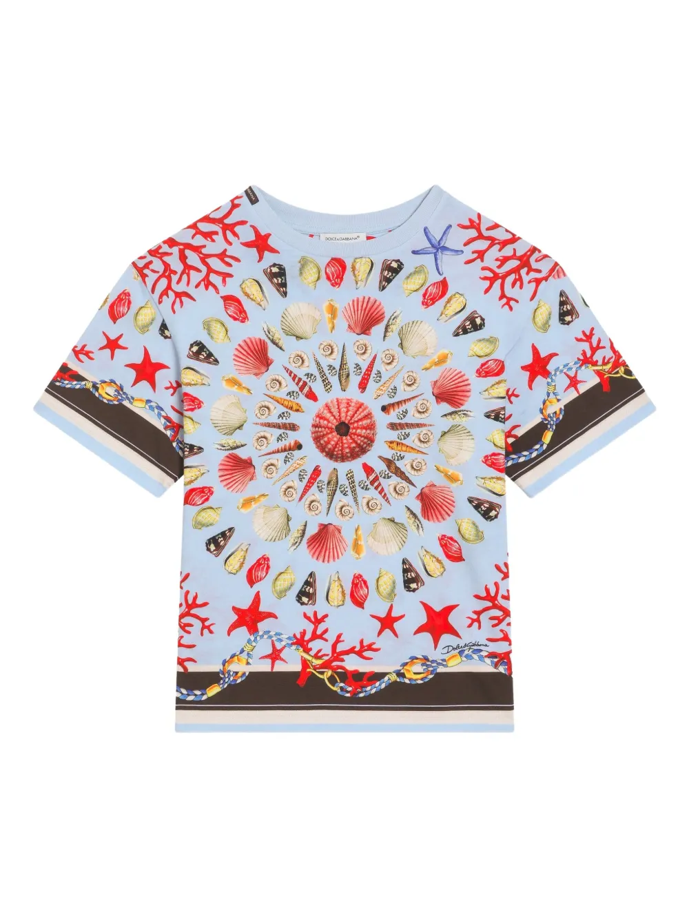 Dolce & Gabbana Kids T-shirt met schelpen print Blauw