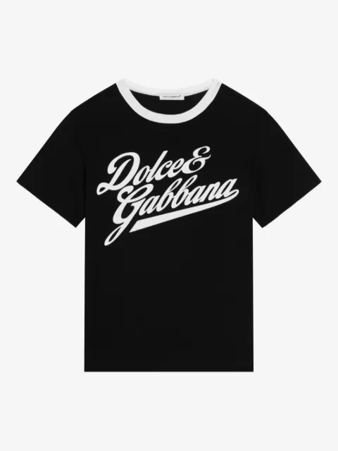 Dolce & Gabbana Kids تيشيرت قطن بطبعة شعار الماركة