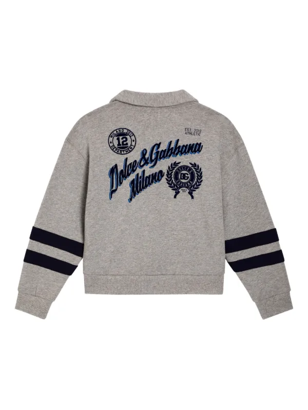 Dolce & Gabbana Kids 花柄長袖コットンカーディガン　ポピー Dolce & Gabbana Kids エンブロイダリーカーディガン | グレー