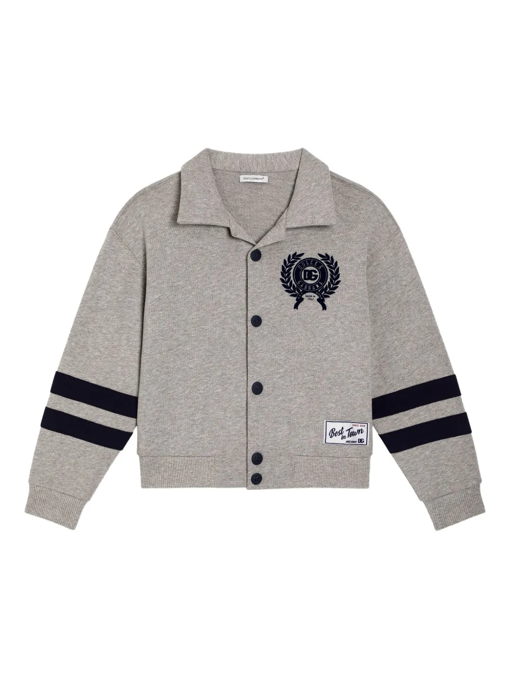 Dolce & Gabbana Kids' Button-up Embroidered Cardigan In Gray