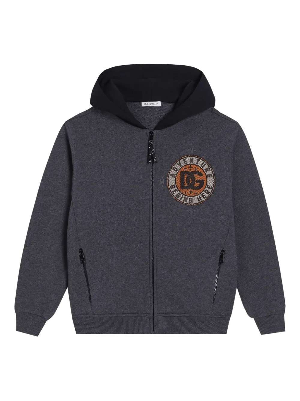 Dolce & Gabbana Kids Katoenen hoodie met rits Grijs