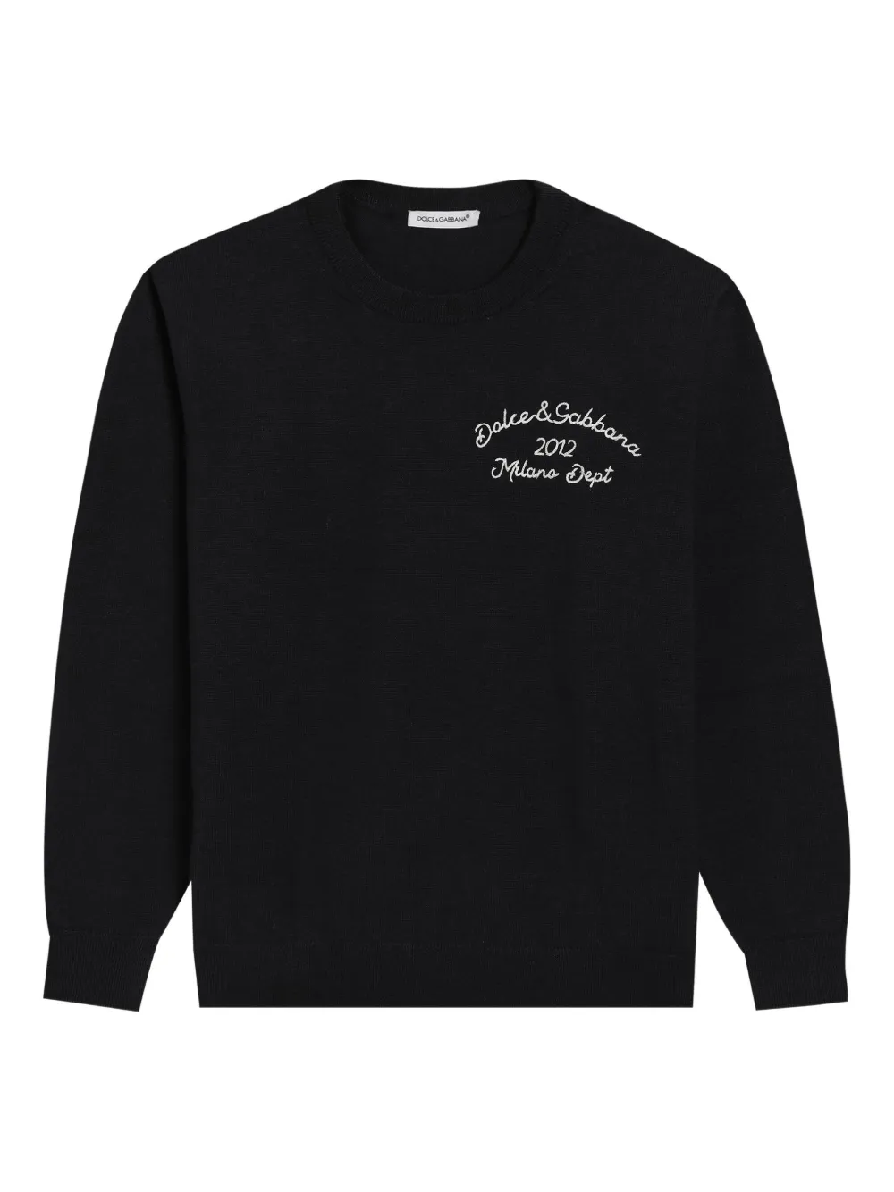 Dolce & Gabbana Kids embroidered crew-neck sweater Zwart