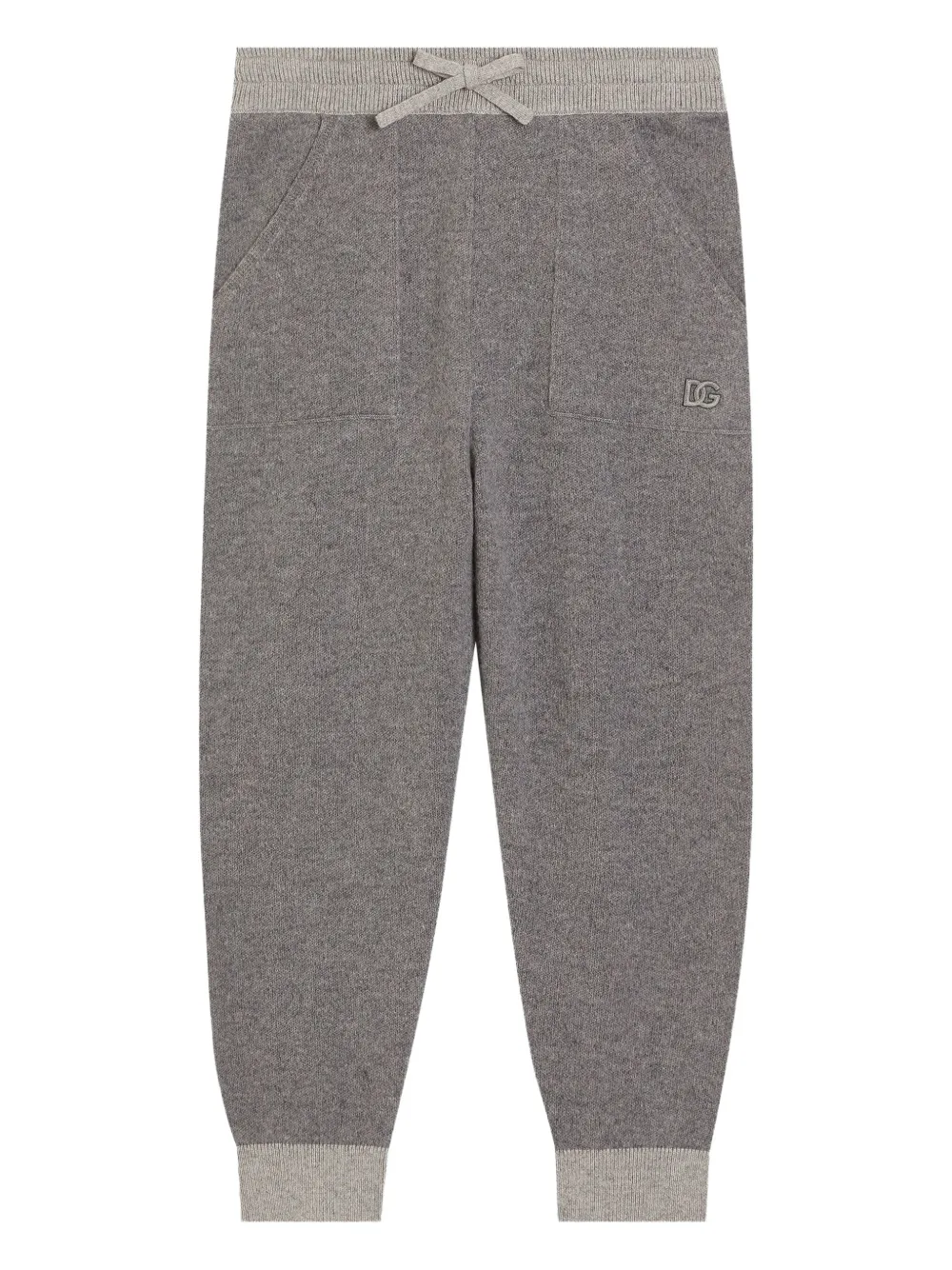 Dolce & Gabbana Kids Joggingbroek met geribbelde enkels en logo Grijs