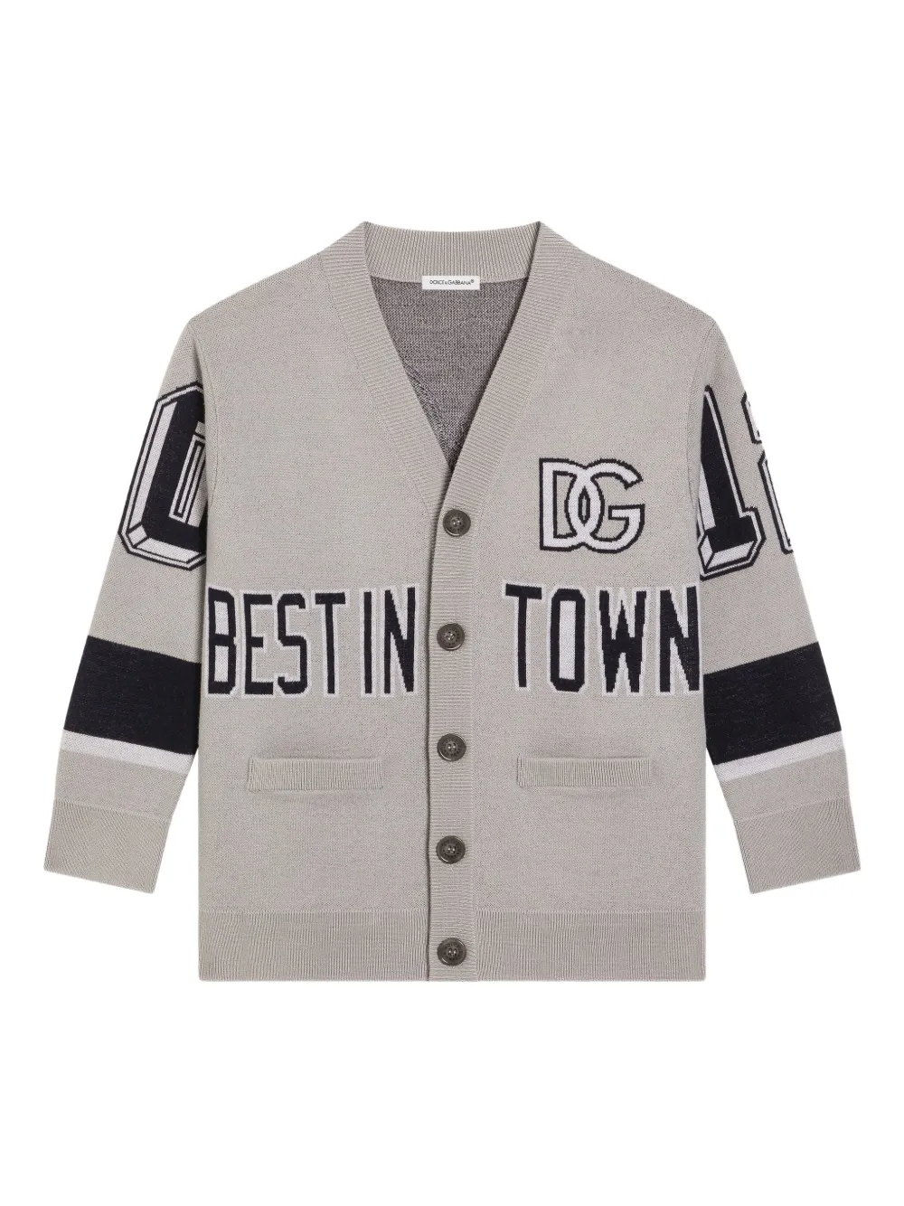Dolce & Gabbana Kids' Varsity-logo Cardigan In Gray