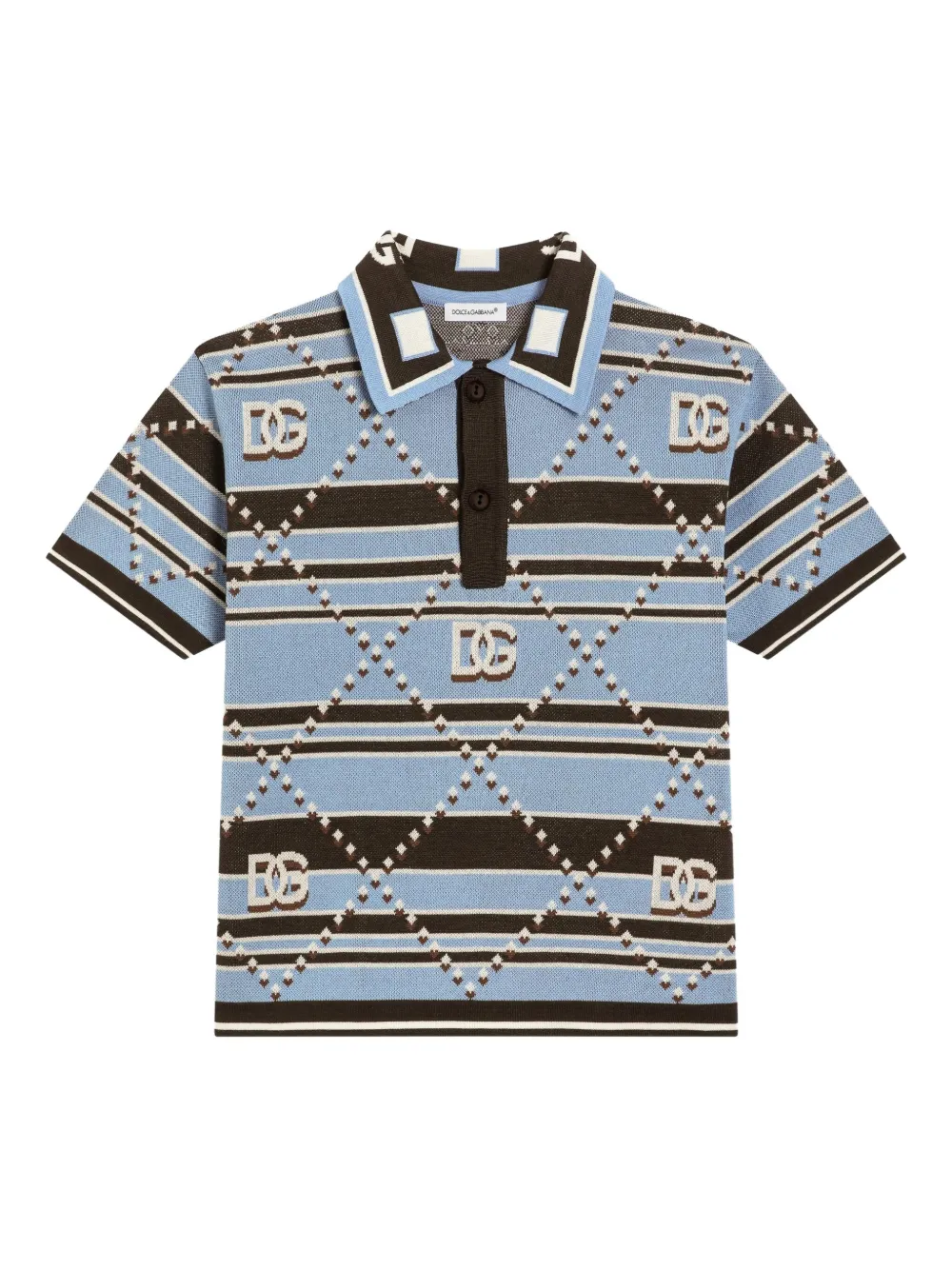 Dolce & Gabbana Kids Gestreept poloshirt met dia tpatroon Blauw
