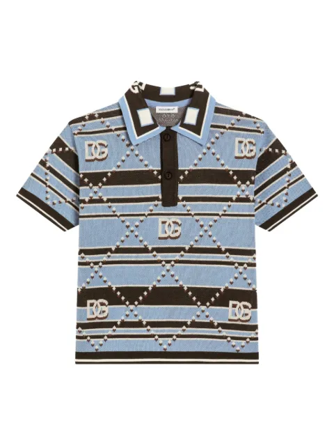 Dolce & Gabbana Kids striped diamond-pattern polo shirt