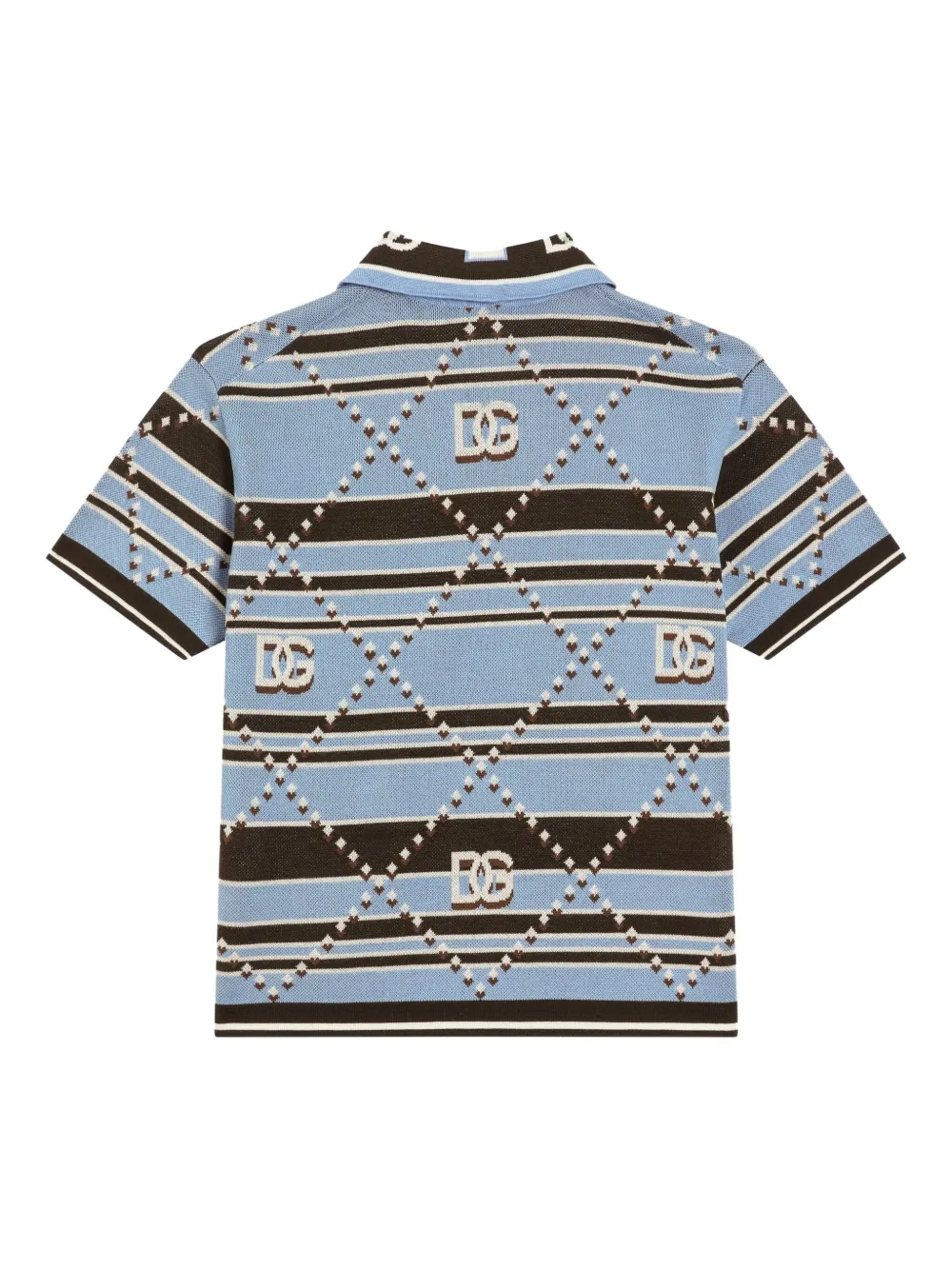 Dolce & Gabbana Kids Gestreept poloshirt met diamantpatroon Blauw