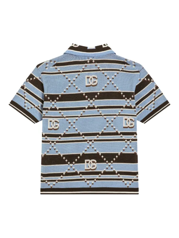 Dolce & Gabbana Kids Striped diamond-pattern Polo Shirt | Blue