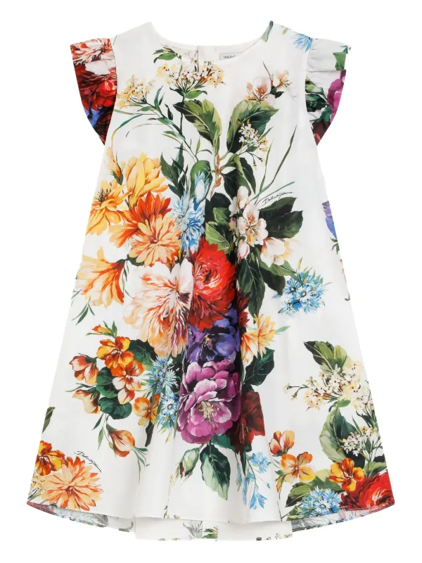 Robe Dolce & Gabbana Enfant Blanche Imprimé Floral - Taille 11/12 Ans - Occasion En Bon état
