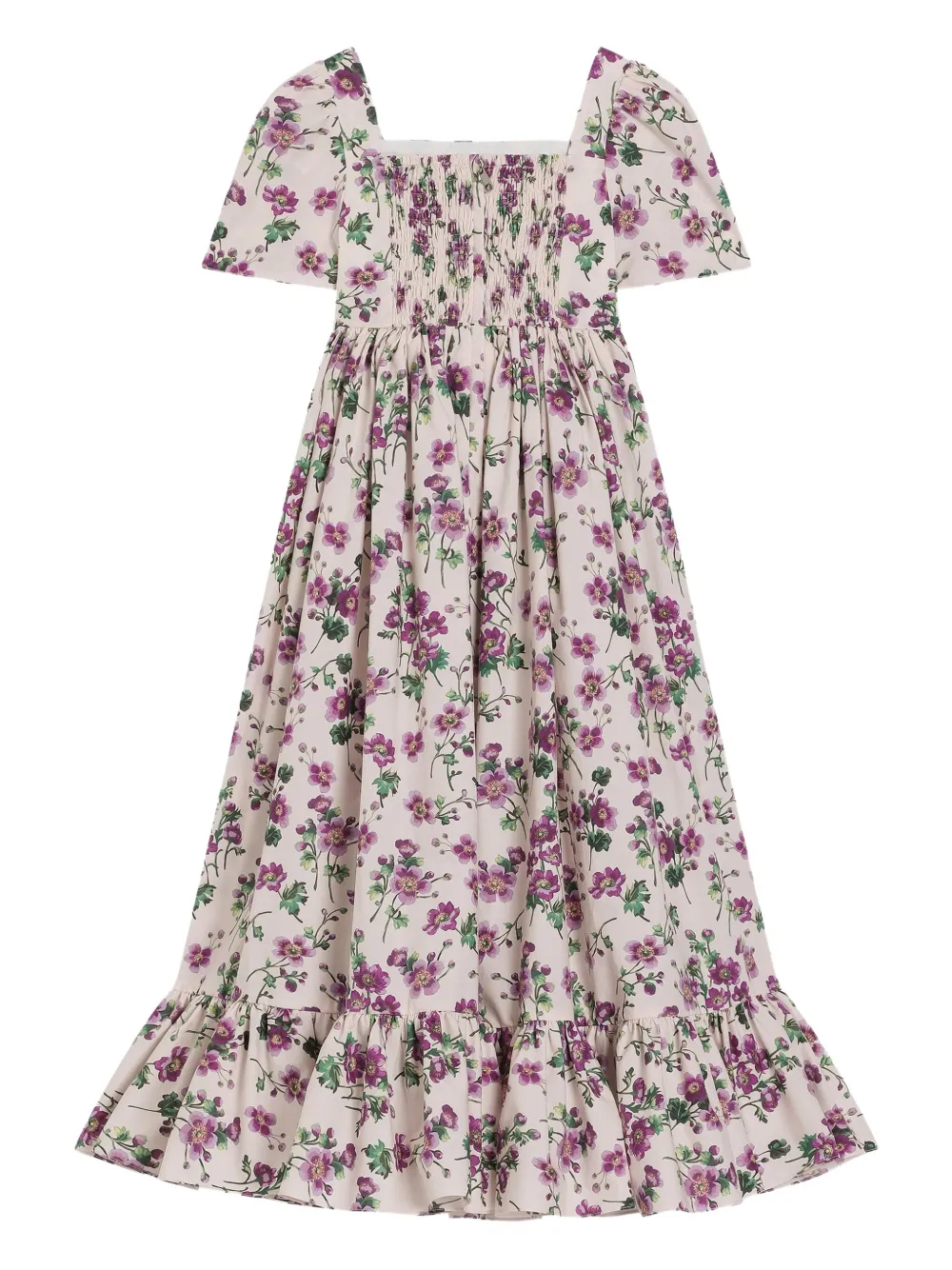 Dolce & Gabbana Kids Jurk met bloe print Wit