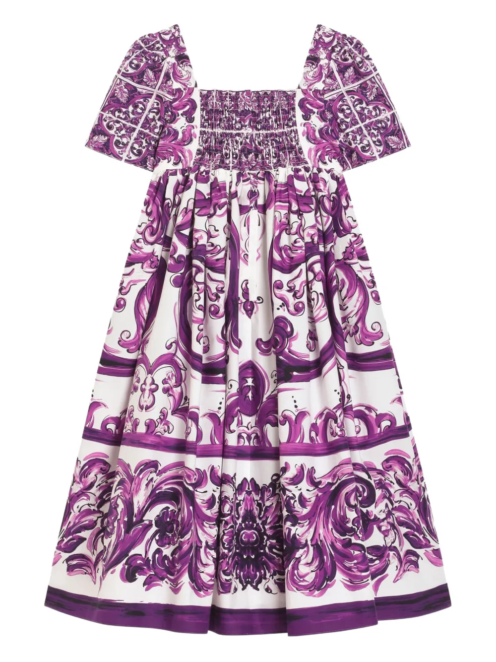 Dolce & Gabbana Kids Popeline jurk met print Paars