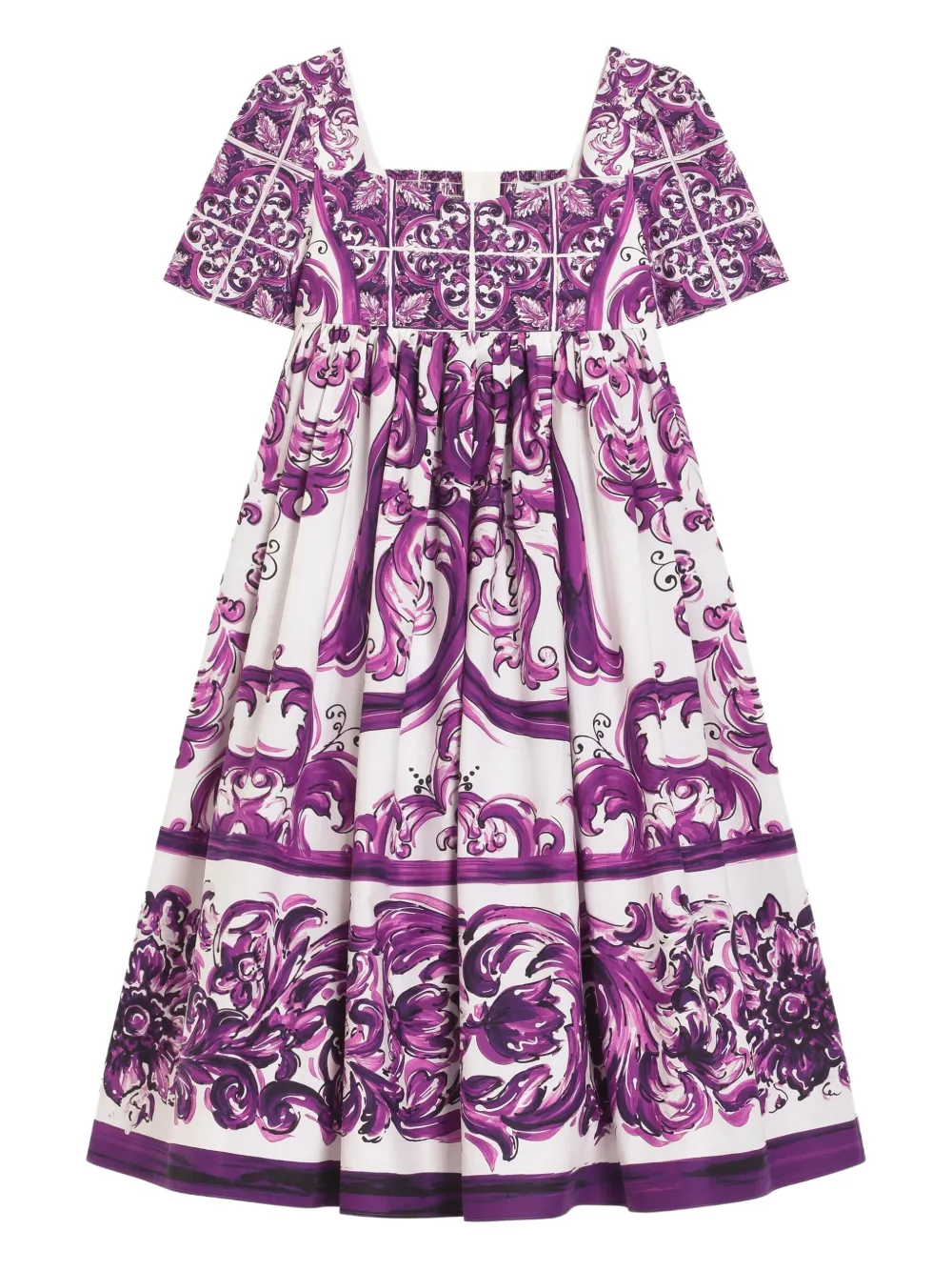 Dolce & Gabbana Kids Popeline jurk met print Paars