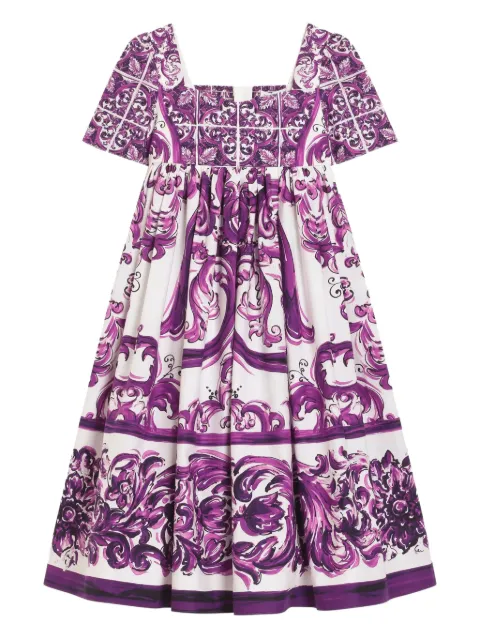 Dolce & Gabbana Kids Majolica-print poplin dress 