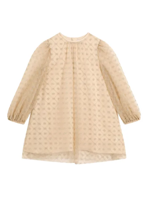 Dolce & Gabbana Kids embroidered tulle long-sleeved dress