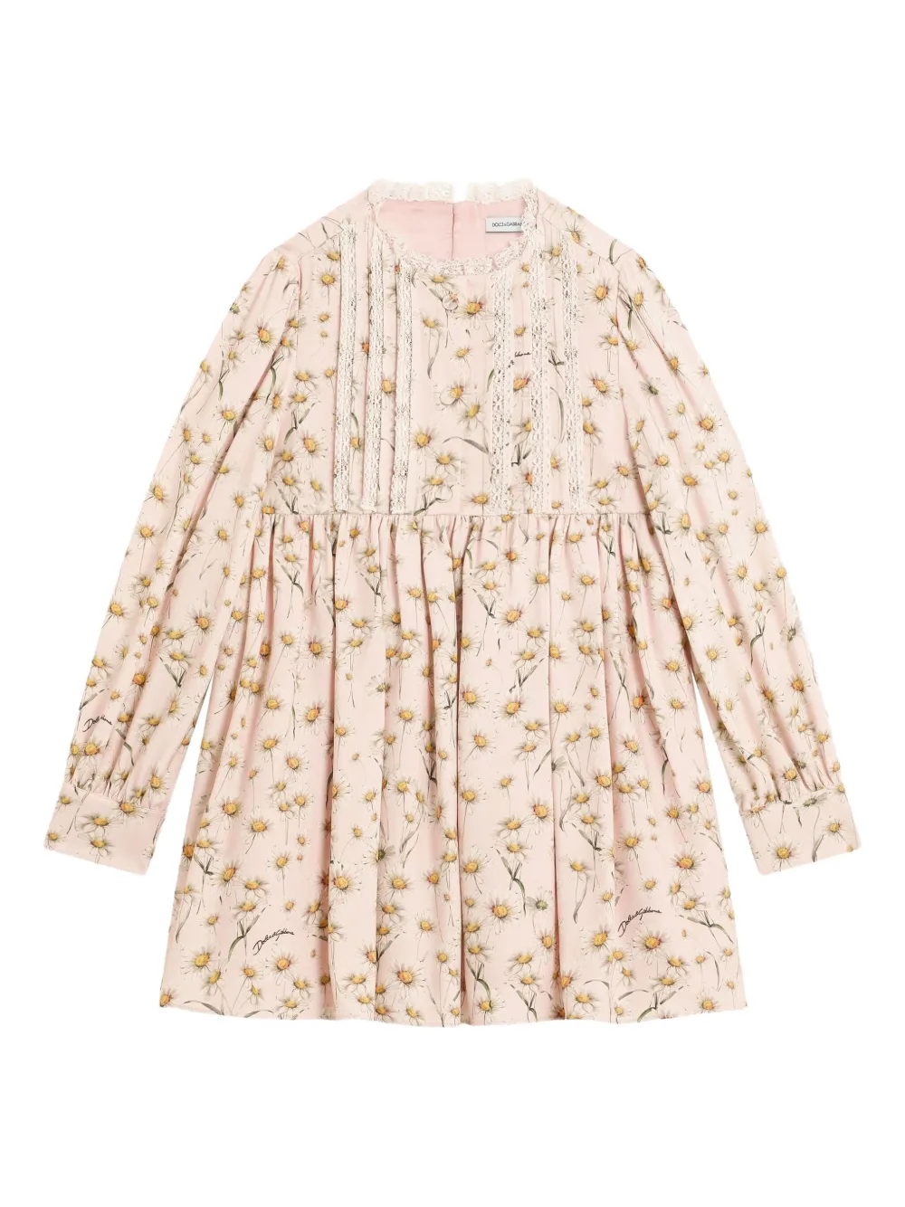 Dolce & Gabbana Kids Abito in pizzo con stampa - Toni neutri