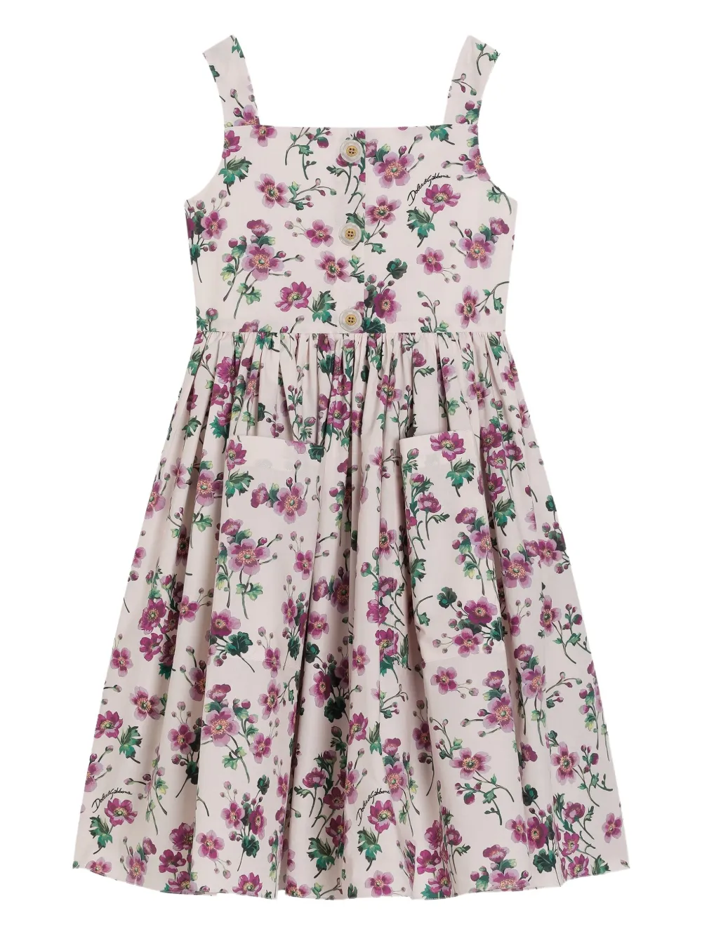 Dolce & Gabbana Kids floral-print buttoned dress - ホワイト Dolce & Gabbana Kids floral-print buttoned dress - ホワイト