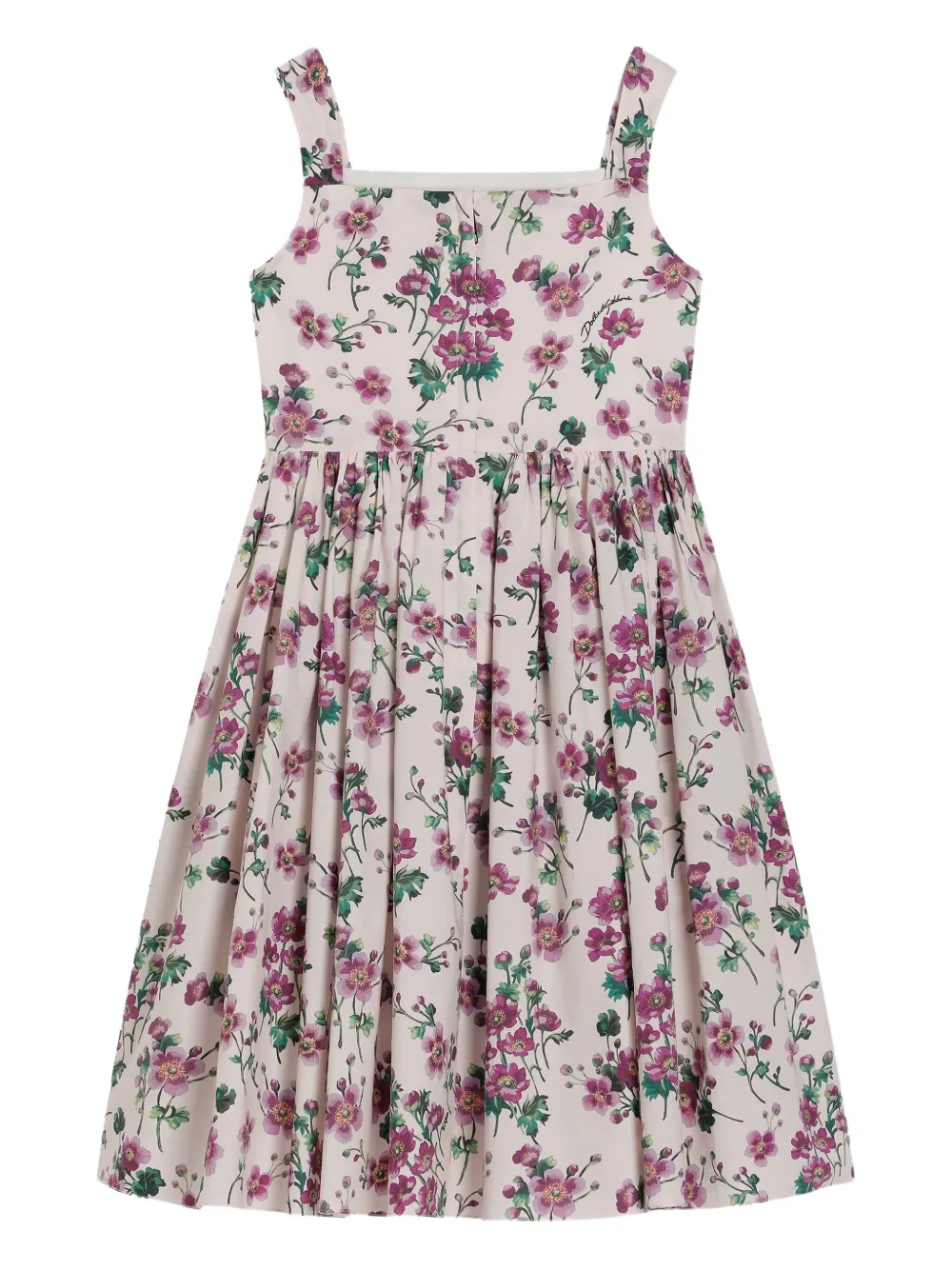 Dolce & Gabbana Kids floral-print buttoned dress Wit