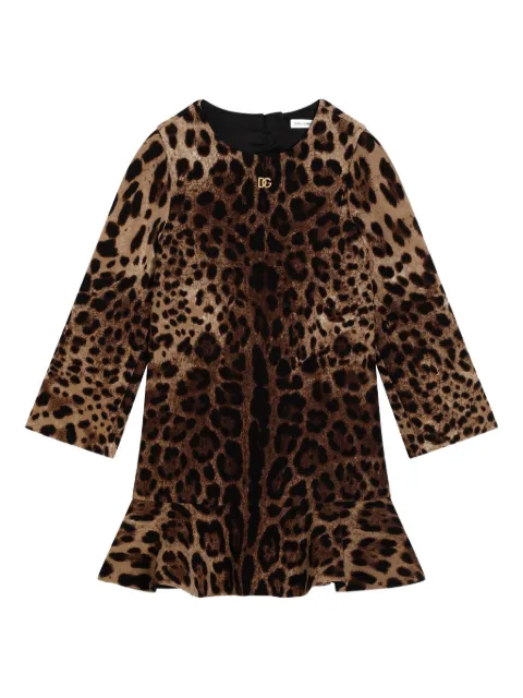 Dolce & Gabbana Kids vestido acampanado con estampado de leopardo