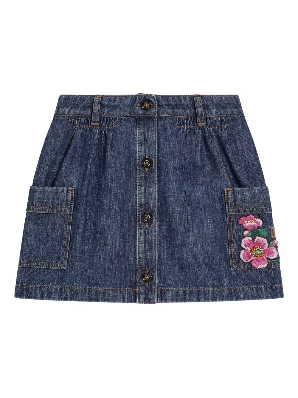 Dolce & Gabbana Kids embroidered-pocket denim skirt | Blue | Image 1