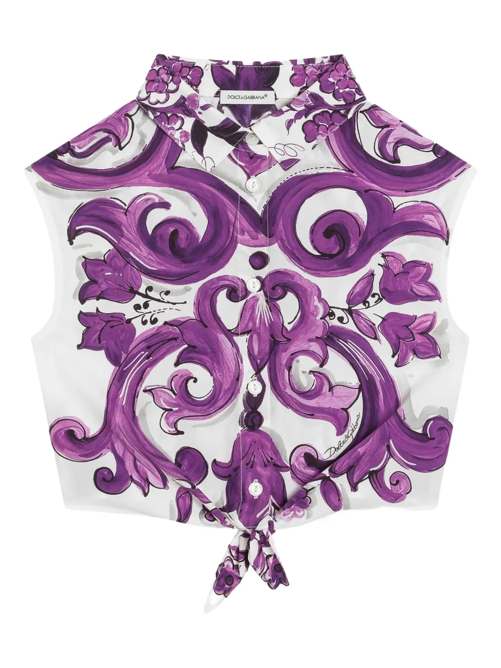 Dolce & Gabbana Kids Popeline shirt met print Paars