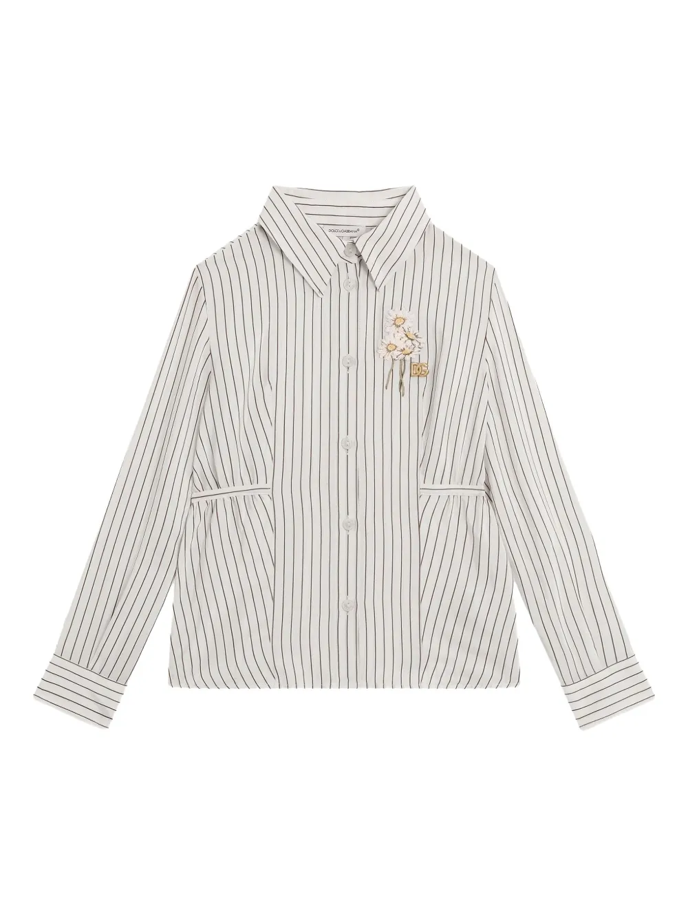 Dolce & Gabbana Kids Gestreept shirt met geborduurde bloe Wit