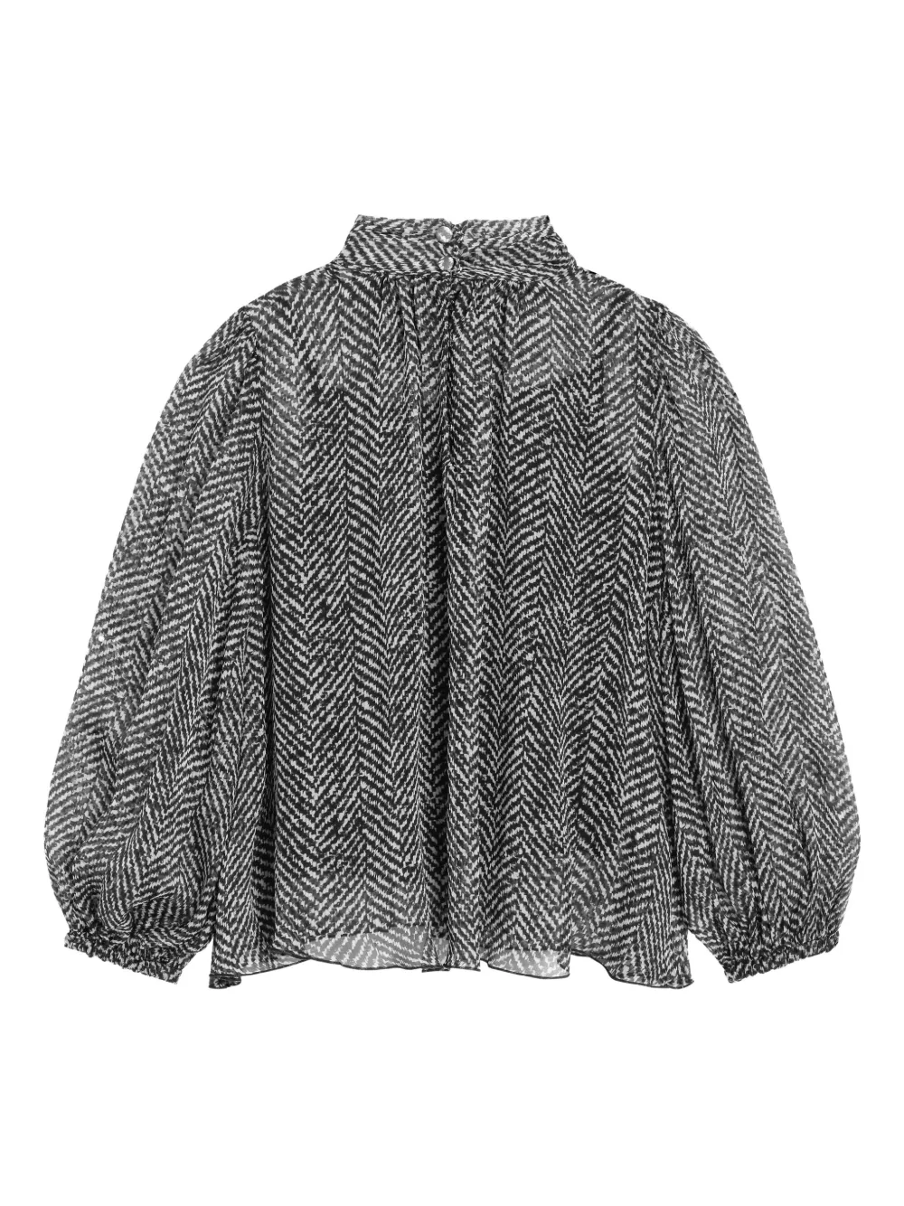 Dolce & Gabbana Kids Blouse met chevron streep en hoge hals Zwart