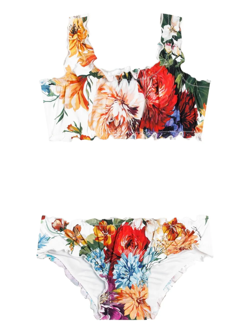 Dolce & Gabbana Kids Bikini met bloe print Wit