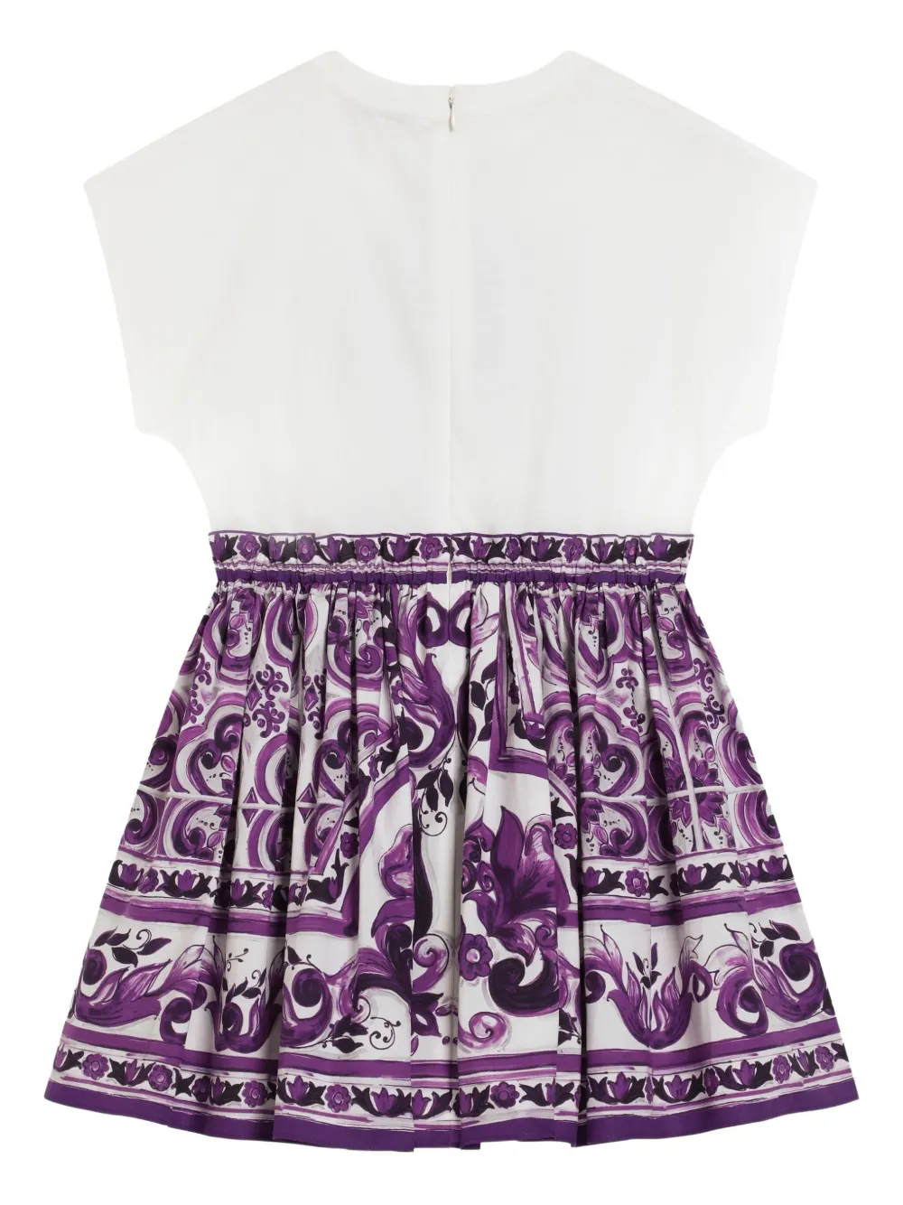 Dolce & Gabbana Kids Jurk met Majolica-print Wit