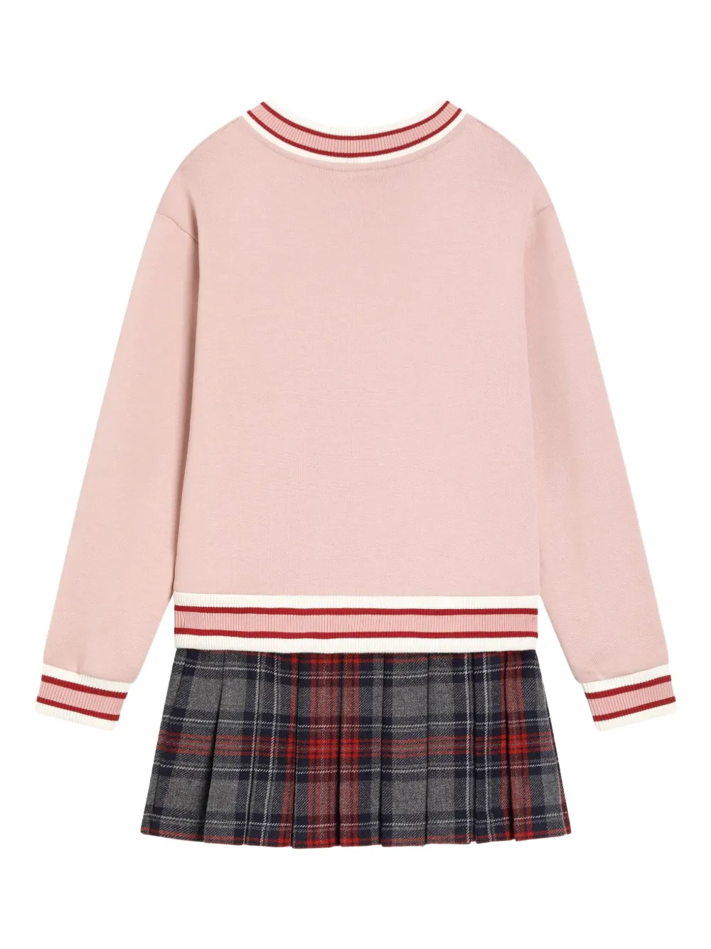 Dolce & Gabbana Kids Jurk met geruite rok en V-hals Roze