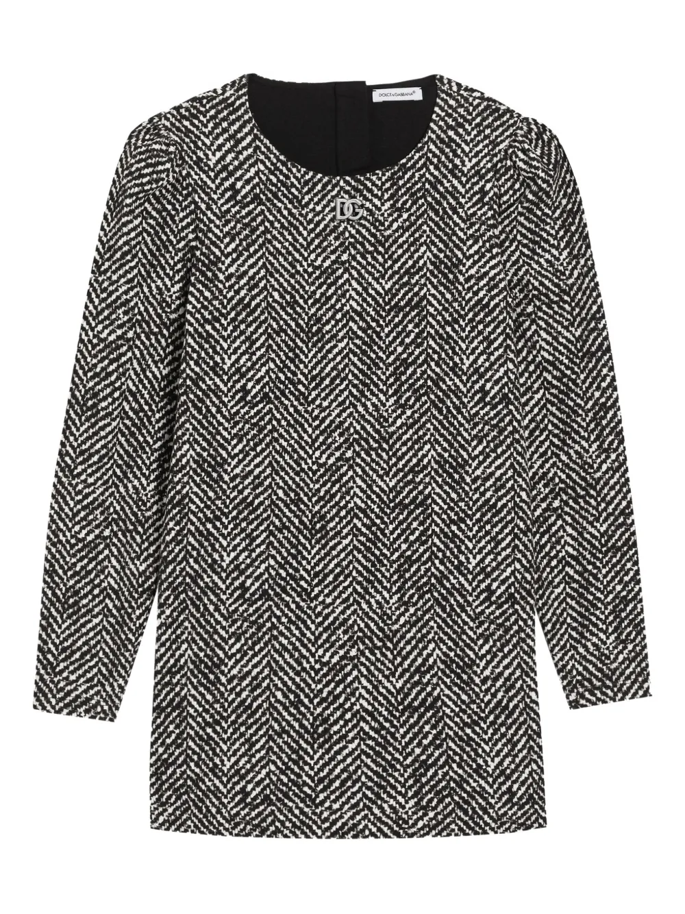 Dolce & Gabbana Kids Jurk met visgraatpatroon Zwart