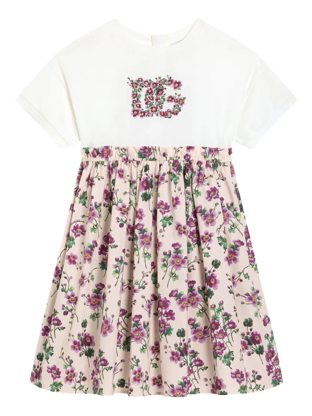 Dolce & Gabbana Kids floral-print T-shirt dress Wit