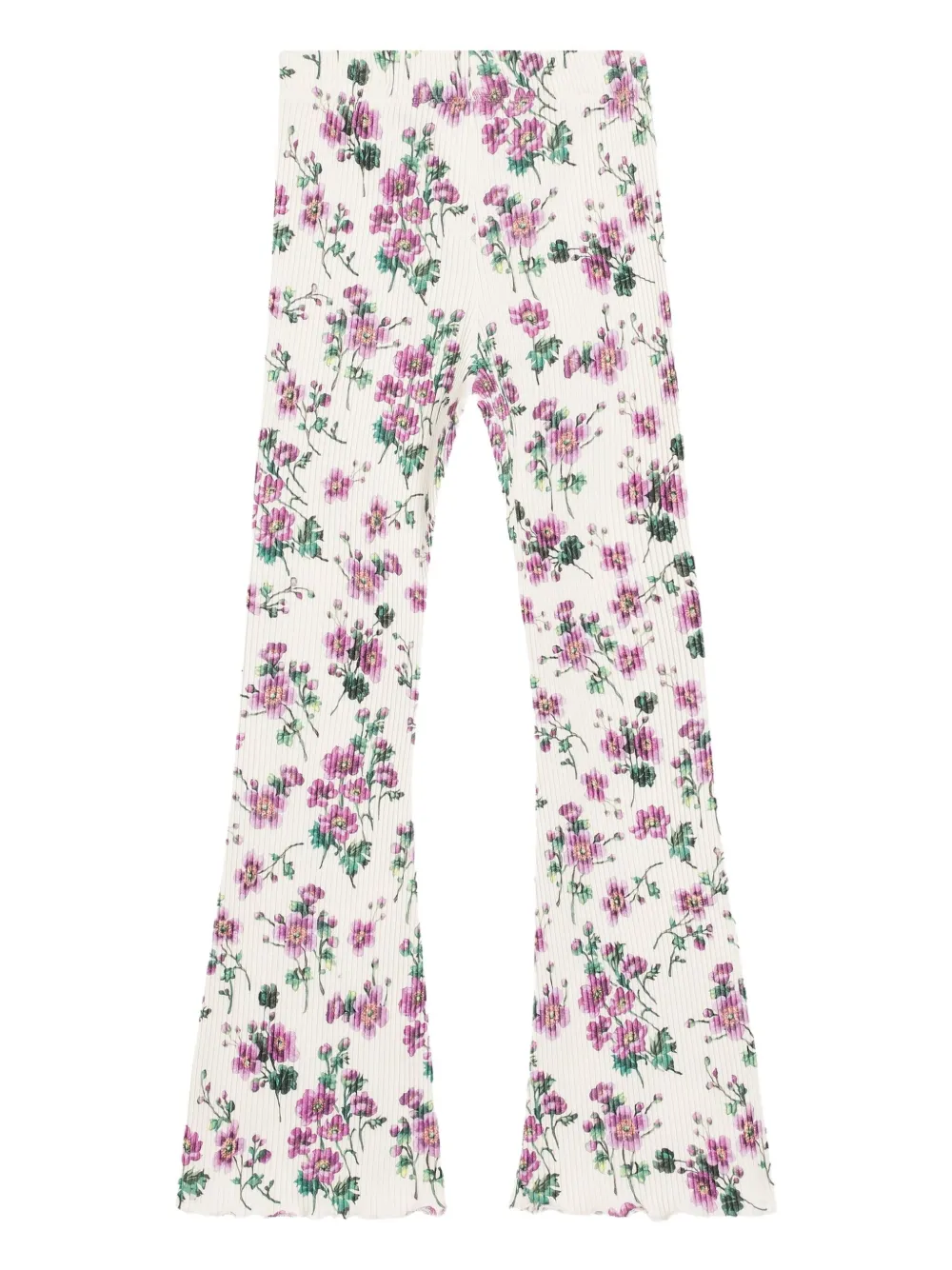 Dolce & Gabbana Kids Geribbelde broek met bloemenprint Wit
