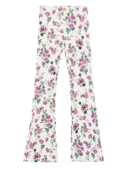 Dolce & Gabbana Kids floral-print ribbed trousers