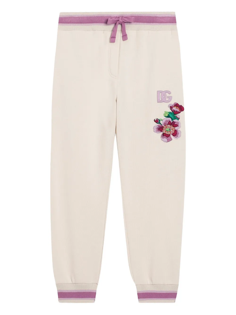 Dolce & Gabbana Kids Trainingsbroek met geborduurde bloe Wit