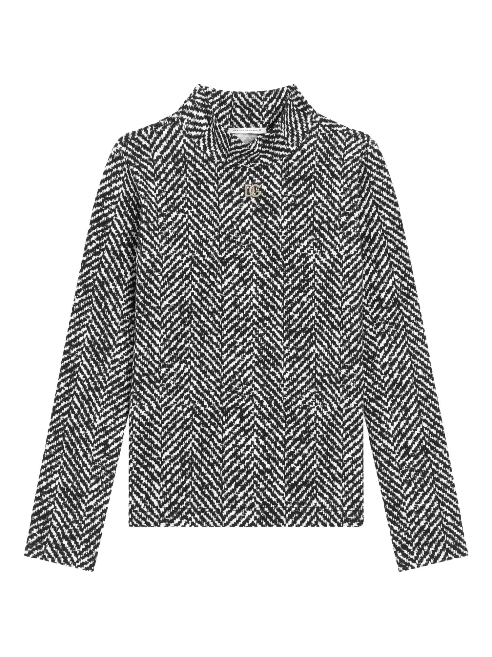 Dolce & Gabbana Kids Top met hoge hals en visgraatpatroon Zwart