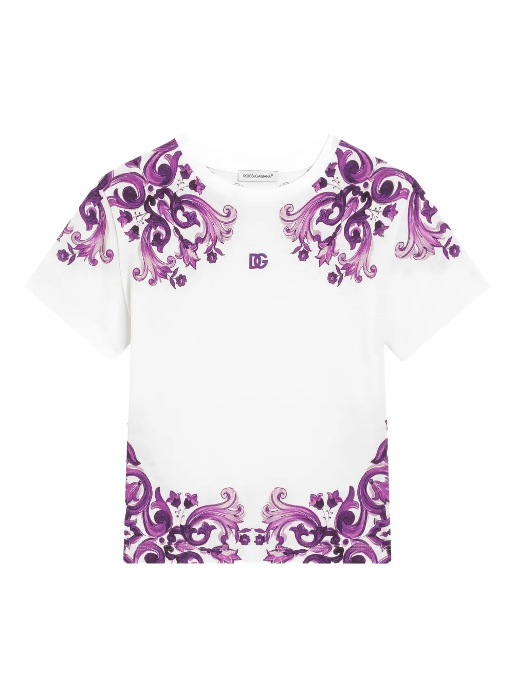 Dolce & Gabbana Kids T-shirt met Majolica-print Wit