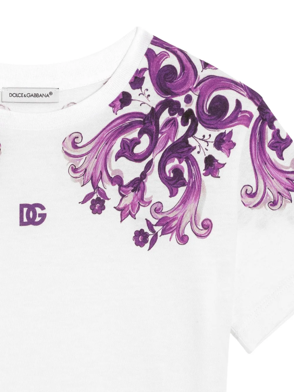 Dolce & Gabbana Kids T-shirt met Majolica-print Wit