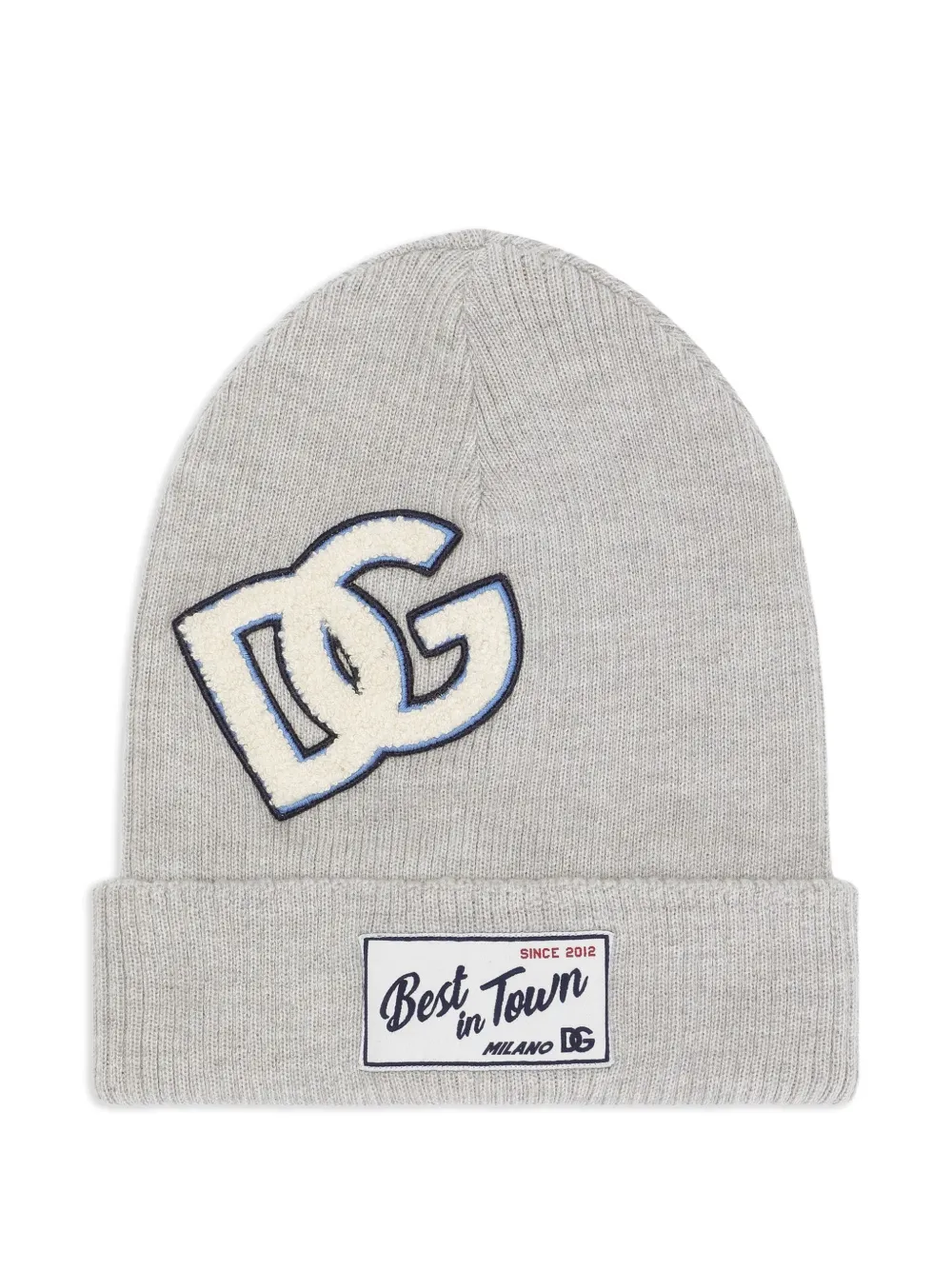 Dolce & Gabbana Kids Geribbelde muts met logopatch Grijs